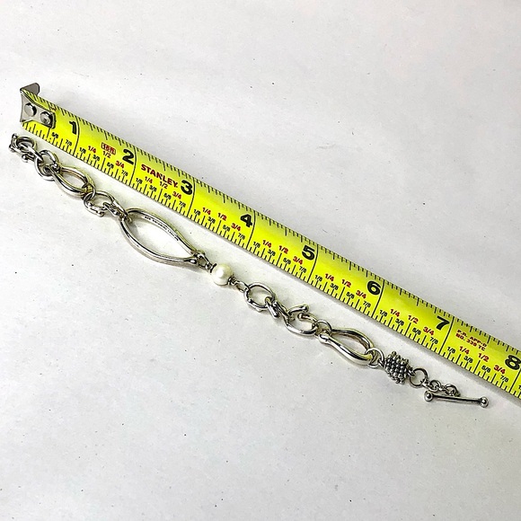 MICHAEL DAWKINS Sterling Silver Caviar Pearl Starry Night Link Toggle Bracelet - Picture 12 of 16